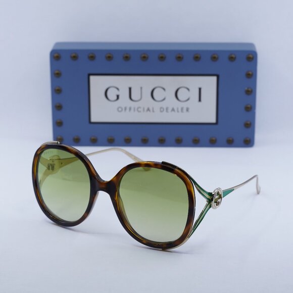 Final Price! Gucci GG0226S 006 Havana Green Sunglasses